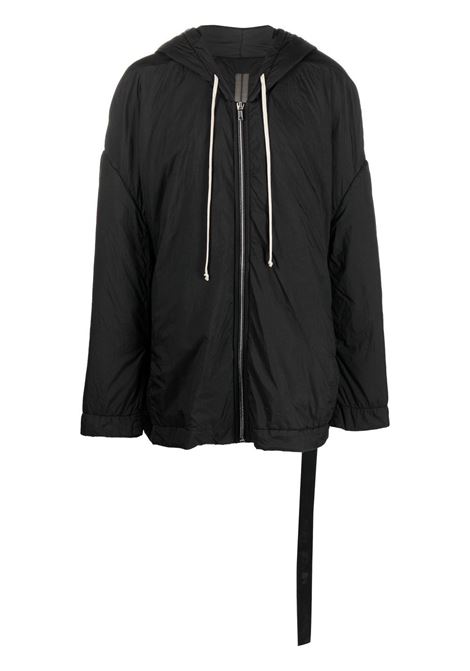 Black oversize drawstring raincoat- men - RICK OWENS DRKSHDW